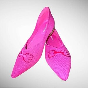 New ▶️ Vivaia ◀️ Pointed-Toe Ballet Flats Hot Pink with Design. 39.5